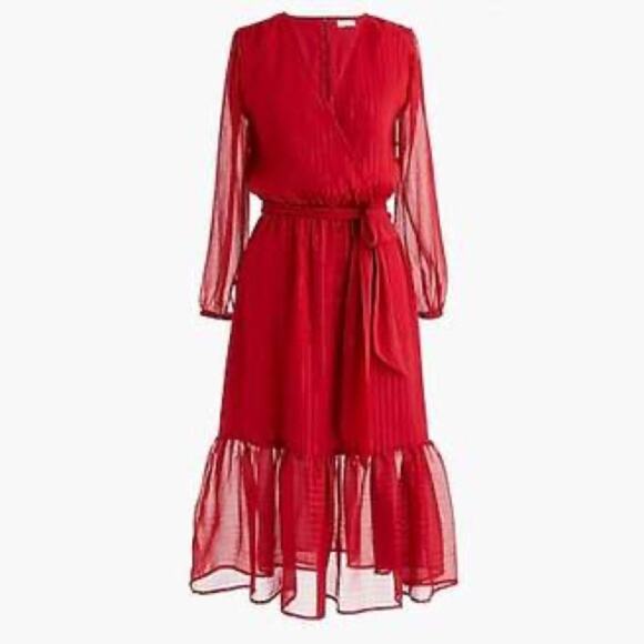 NWT J Crew Point $148 Sur faux-wrap dress crinkle chiffon 4 - Picture 1 of 9
